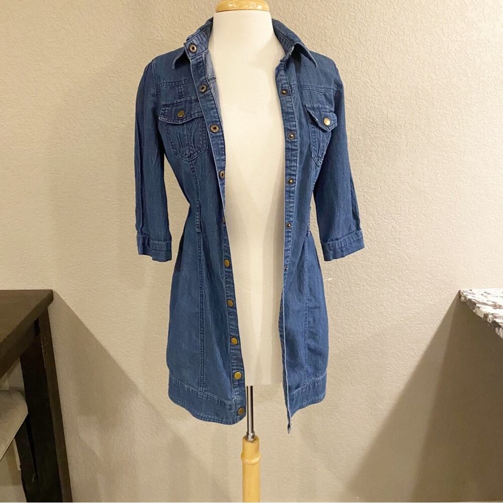 Hera Denim Jean Long Jacket or Dress Blue Small